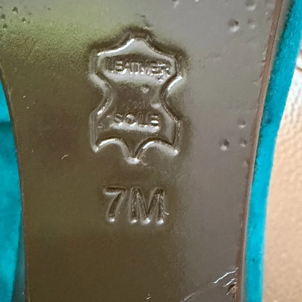 Tory Burch Turquoise Suede Ballet Wedge 7 EUC